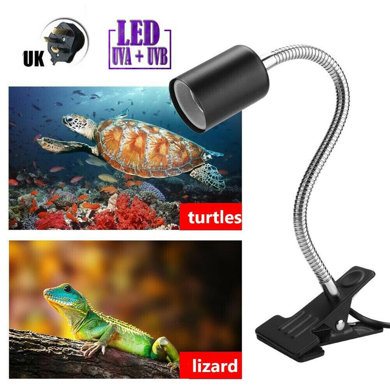 Reptile Pet Heating Light Clamp Lamp Holder UVA+UVB Bulb With Clip Aquarium Lamp