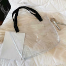 Clear Women Handbag Transparent Shoulder Bag Large Shopping Totes (White)