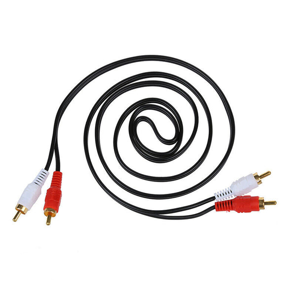 Dual RCA Phono Plug Male to Male Audio Cable Lead Connector Black 1.5M B1E5
