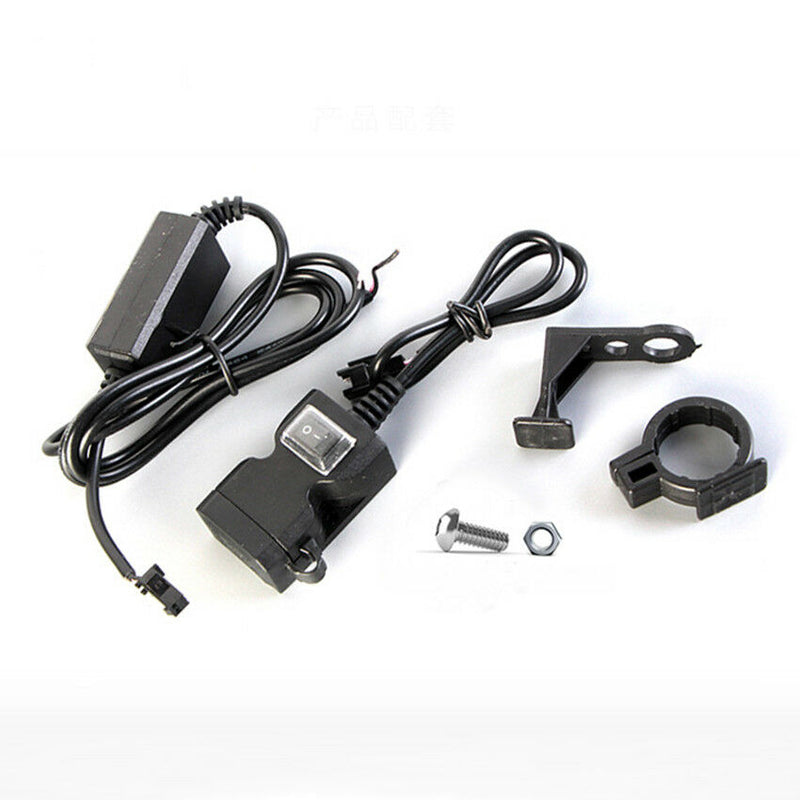 Motorcycle 12V Dual USB Power Socket Charger Waterproof Handlebar Charger MountS