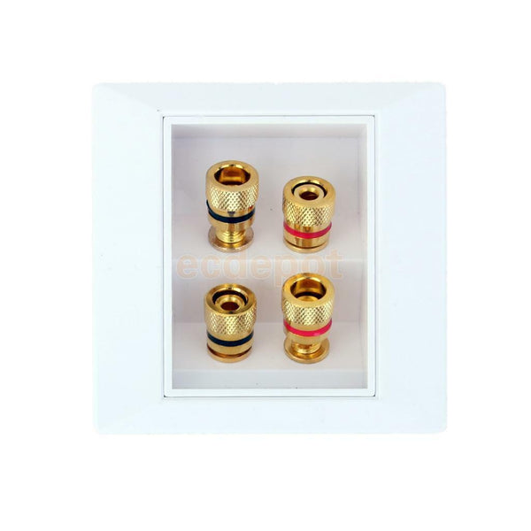 4 Binding Post Banana Plug Audio Jacks Wall Plate Panel 4 Speakers Interface