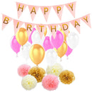 Tissue Pom Poms Latex Balloons Hanging Garland Kid Adults Birthday DIY Decor