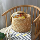 3 Pcs/Set Handmade Straw Woven Storage Basket With Lid Snack Organizer Stor I8V4