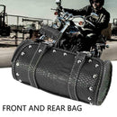 20.5x10.5cm Motorcycle Backpack Saddle Bag Black With Beige Weatherproof K0S3