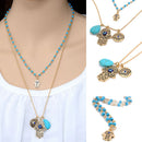 Chic Lucky Protection Hamsa Fatima Hand Evil Eye Pendant Beads Chain Necklace LJ