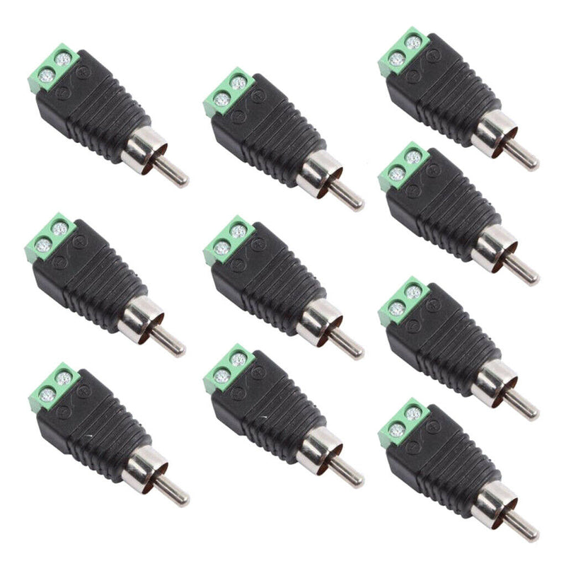 10Set RCA Connectors Male Plug to AV Screw Terminals Video AV Balun Adapter