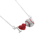Women Mens Jewelry Long Chain I Love Baseball Shiny Crystal Pendant Necklace