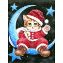 Full Round Drill Rhinestone Picture DIY Xmas Cat Art Moon Diamond Painting