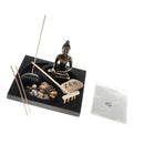 Meditation Buddha Statue  Garden Set Buddha Rock Incens Scene Accessories