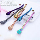 2 pcs Stainless Steel Tea Straws Filtered Spoon Drinking Straw Latte Macchi