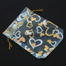 100 * Bags, Pouches, Organza Bags for Wedding, Jewelry, Gifts, Blue with Go
