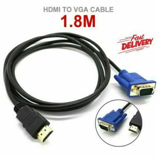 1.8M HDMI Male to VGA Video Converter Adapter Cable Cord for PC DVD 1080P HDTV .