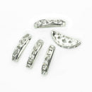 50pcs Crystal Rhinestone 3-Holes Metal Bar Spacer Findings Loose Beads 19x HQW