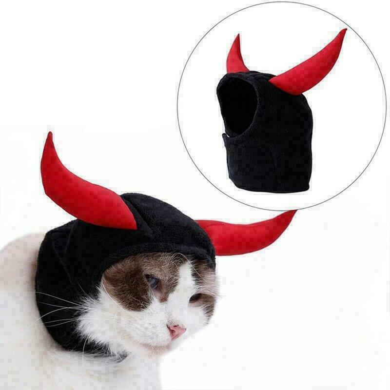 Adjustable Pet Dog Cat Puppy Cattle Horn Decoration Hat For Halloween Chris A6Y8