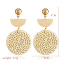 Korean Earrings For Women Wooden Straw Weave Rattan Earrings Round Vine Bra Y7H2