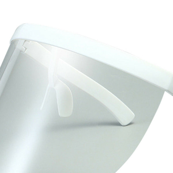 Large Full Face Shield Goggles Clear Lens Sunglasses Flat Top Wrap Visor White