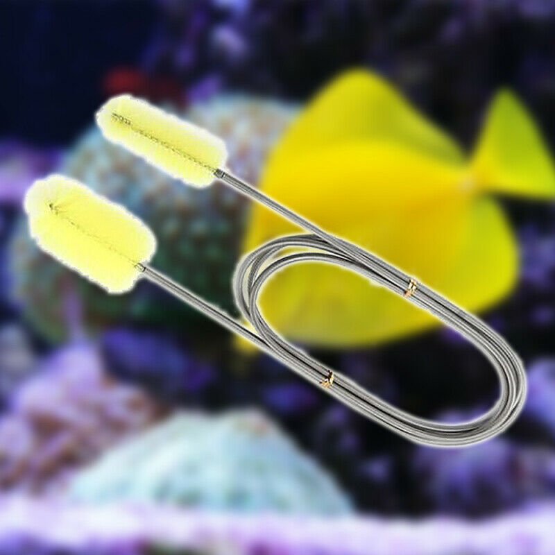 Long Aquarium Fish Tank Double Head Cleaner Brushes Tube Pipe Hose Pump  UUQ