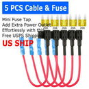 5Pack 12V 20 Amp Car Add-a-circuit Fuse TAP Adapter Kit, Mini ATM APM Blad UNR