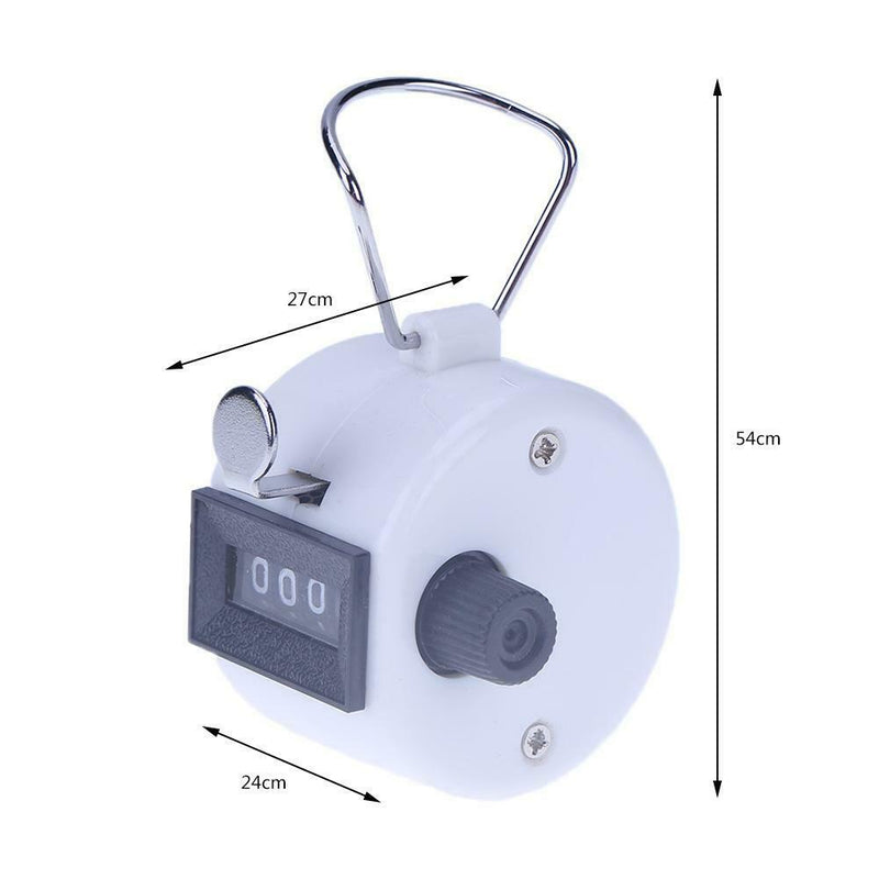 Clicker Counter 4 Digit Number Counters Plastic Shell Hand Held(White)