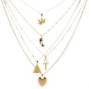 Punk Heart Cross Pendant Clavicle Chain Women Multilayer Necklace Jewelry Gift
