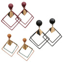 Geometry Diamond Korea Earrings J735(Red Wine)