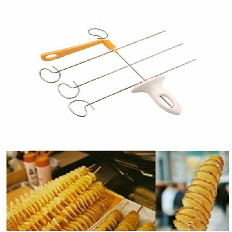 1 Set Stainless Steel Tornado Potato Spiral Cutter Slicer Spiral Potato Chi