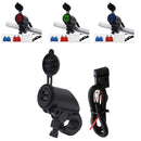 Cell Phone 2-USB Charger with Green LED Ring for Motorcycle 22mm Handlebar