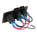 2 Gang LED Rocker Switch Panel Circuit Breaker Dual USB Charge Car Marine Boa BX