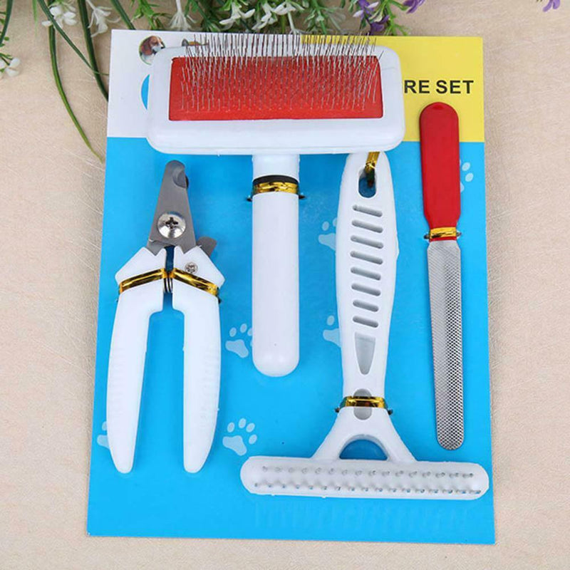 4pcs/set Dogs Pet Grooming Supplies Stainless Steel Comb Rasp File Clippers A
