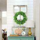 Artificial Green Leaf Wreath - 42Cm Simulation Clover Wreath Outdoor Green