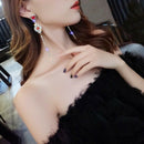 Crystal Fashion Women'S Pendant Earrings Red Crystal Long Tassel Earrings W