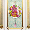 DIY Owl Special Shaped Diamond Painting Mural with Pink Tassel Home Decor