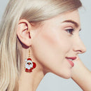2pcs/set Christmas Santa Claus Drop Earrings Cute Pendant Necklace Jewelry A