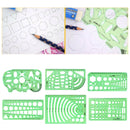 6 Pack Clear Green Plastic Measuring Template Ruler for Home Office and School
