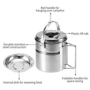 Portable Cooking Picnic Pot Pail Outdoor Camping Cookware Foldable Handle