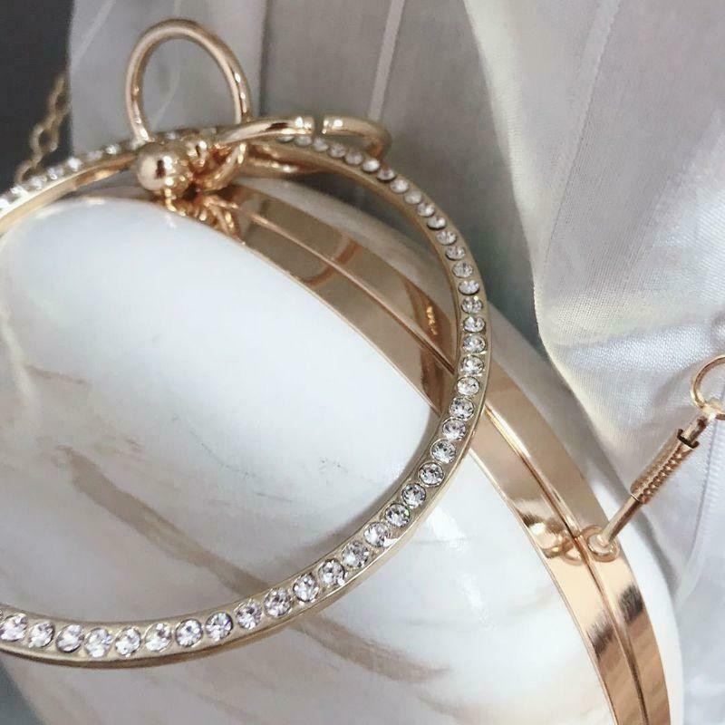 Women's Evening Shoulder Bag Bridal Clutch Wedding Party Prom Round Handbag