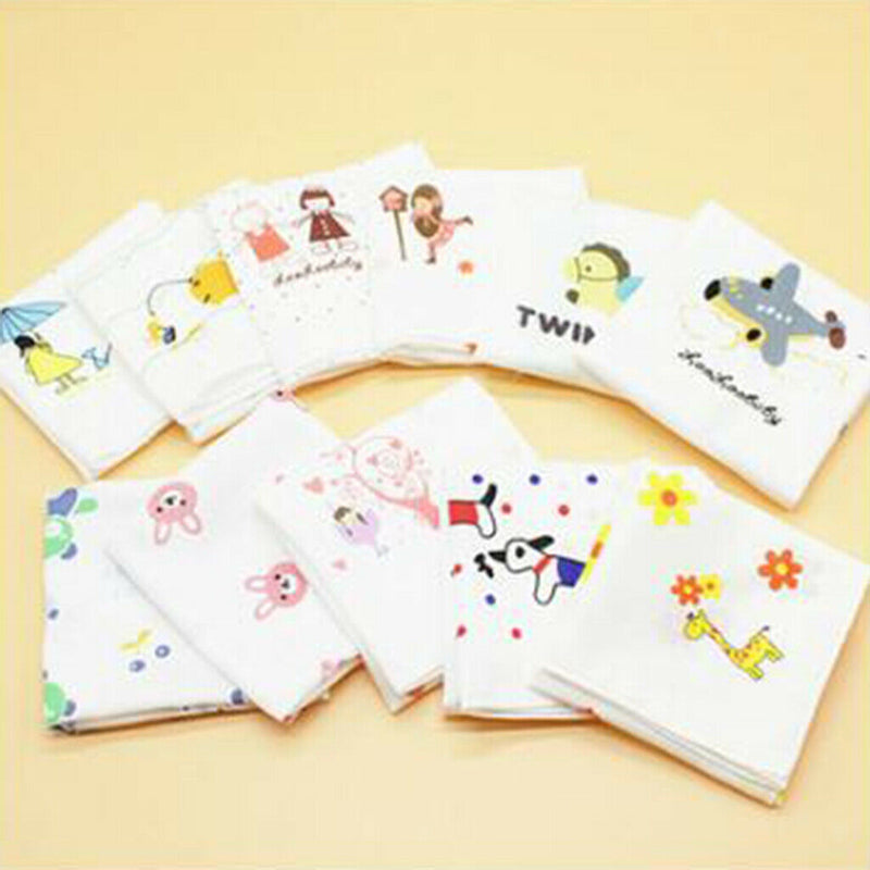 5pc Kids Cartoon Handkerchiefs Baby Hanky Comfy Soft Kerchiefs Party