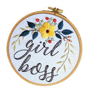 Flower Pattern Embroidery Starter Kit with Embroidery Hoop, Color Threads,