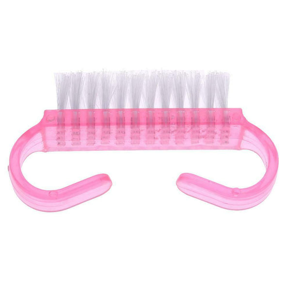 10pcs Nail Cleaning Brushes Pink Plastic Handle Dust Remover Manicure Tools A#S