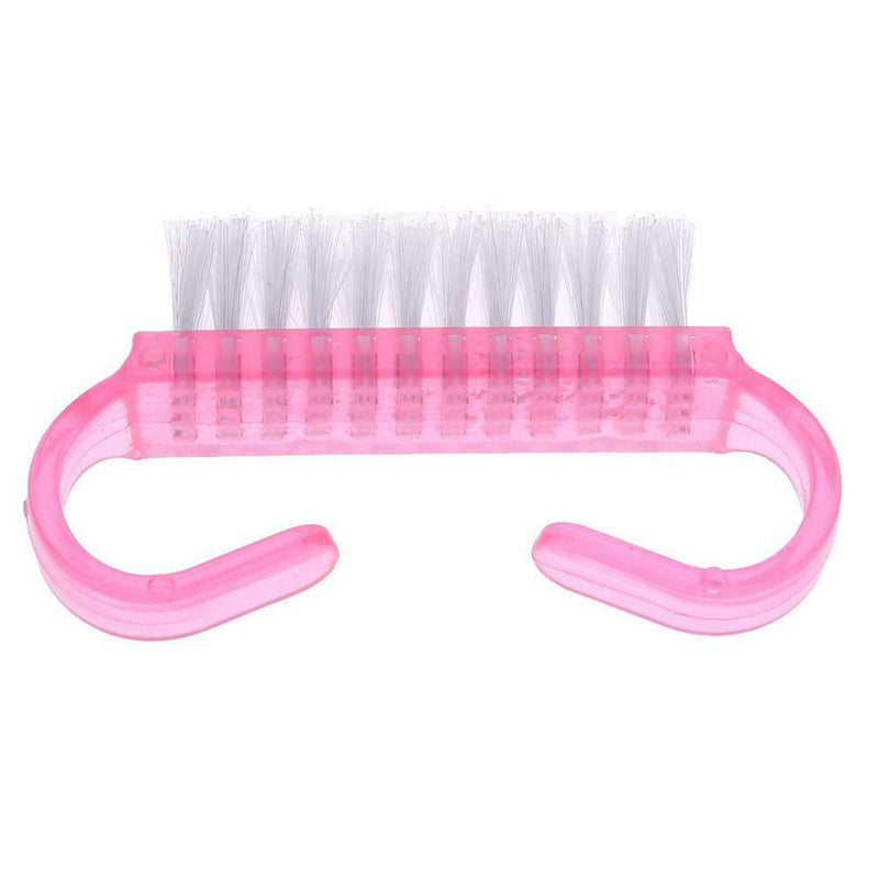 10pcs Nail Cleaning Brushes Pink Plastic Handle Dust Remover Manicure Tools A