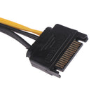 2pcs 15pin SATA Cable Male to 8pin(6+2) PCI-E Power Cable 20cm for Graphic J.AU