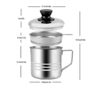 Oil Strainer Pot / Grease Can, 1.5 Quart Stainless Steel Oil Storage Can Co
