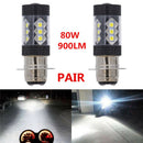 2pcs H6 3030 80W High Power 16 LED Fog Light Bulb 6500K White Driving Lamp
