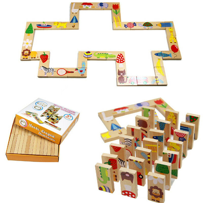 28pcs Children's Kids Dominoes Traditional Family Travel Game Fun Toys W FBD
