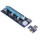 Blue PCI-E Express 1x to 16x Riser Card 6Pin USB 3.0 Cable for BTC Miner