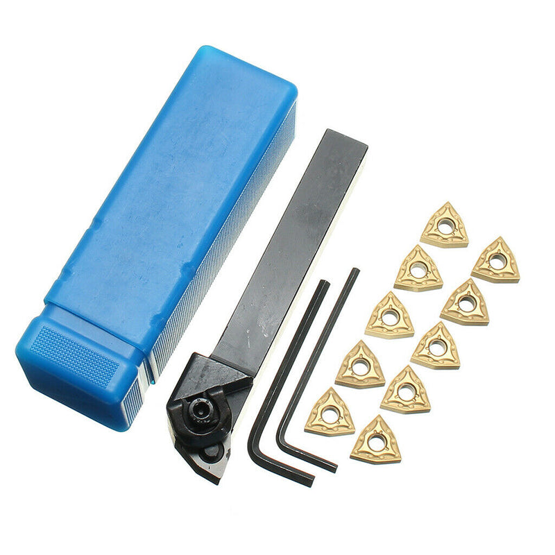 10Pcs WNMG0804 Inserts + Wrench With WWLNR1616H08 Lathe Turning Tool Holder