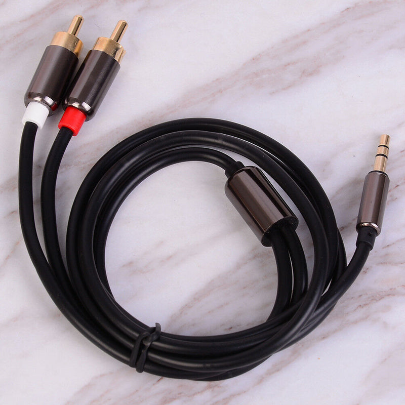 1m 3.5mm Male jack to 2 rca male aux stereo analog audio Y adapter cable cord 3C