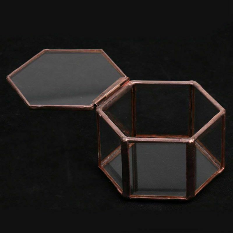 Geometric Glass Terrarium Box Jewelry Box Glass Succulent Plant Pot Deco He
