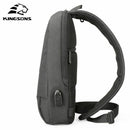 Kingsons USB Chest Bag Men Crossbody Bags Small Shoulder Bag For Male Bicyc