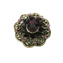 Large Flower Rhinestone Crystal Diamante Black Brooch Wedding Bridal Broach